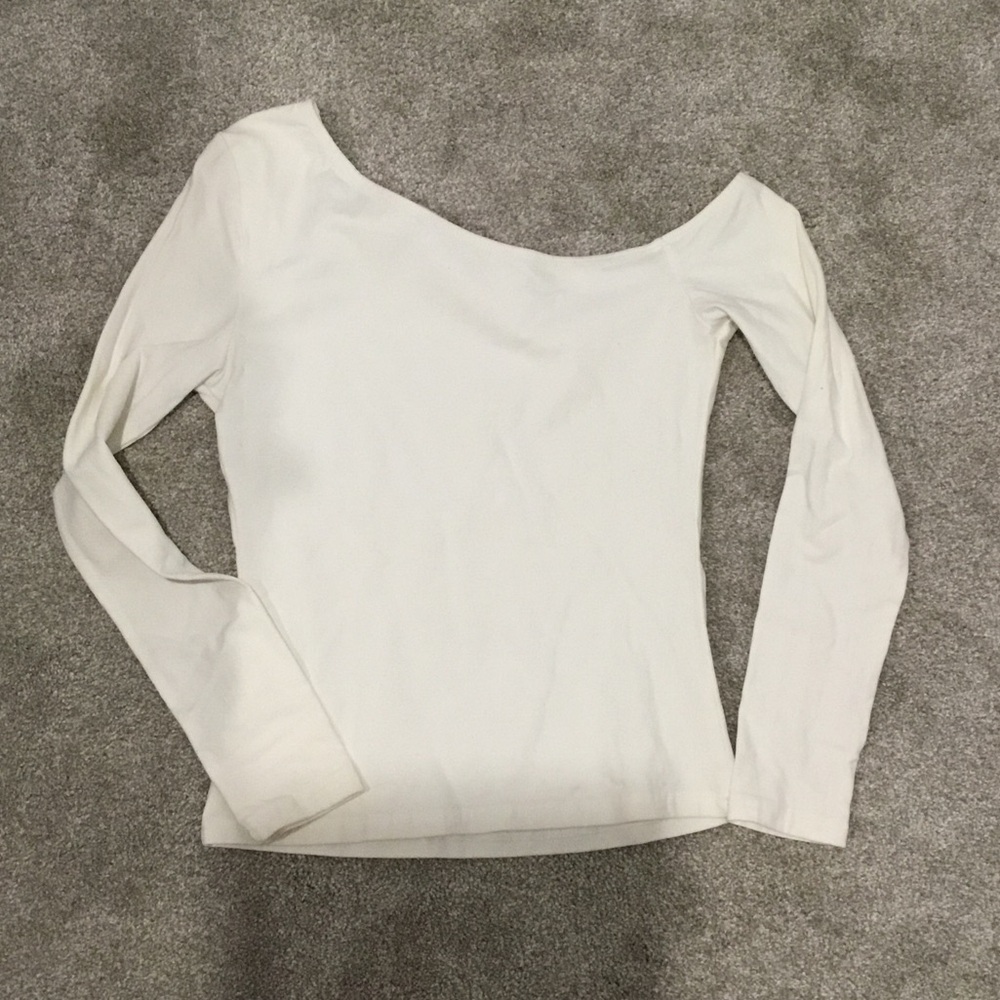 SHEIN White Off-Shoulder Long Sleeve Top